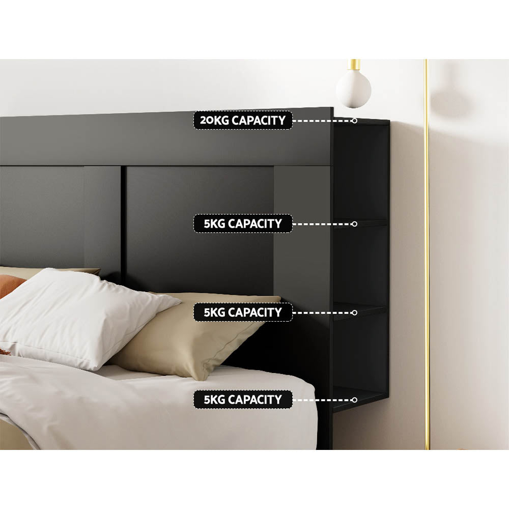 Artiss Bed Head Headboard Queen with Shelves - CABI Black - Furniture > Bedroom > Beds & Bed Frames