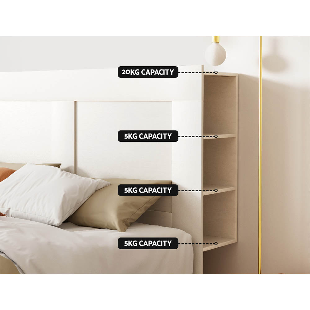 Artiss Bed Head Headboard Queen with Shelves - CABI White - Furniture > Bedroom > Beds & Bed Frames
