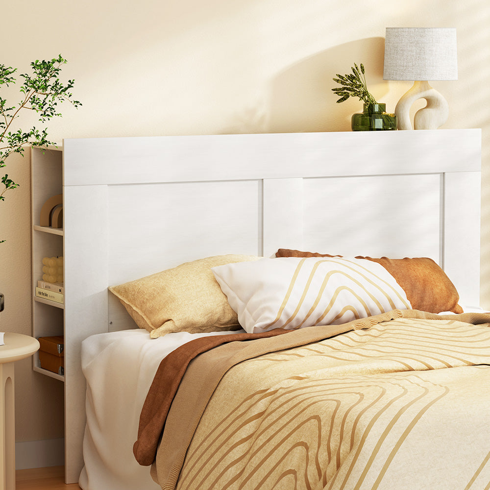 Artiss Bed Head Headboard Queen with Shelves - CABI White - Furniture > Bedroom > Beds & Bed Frames