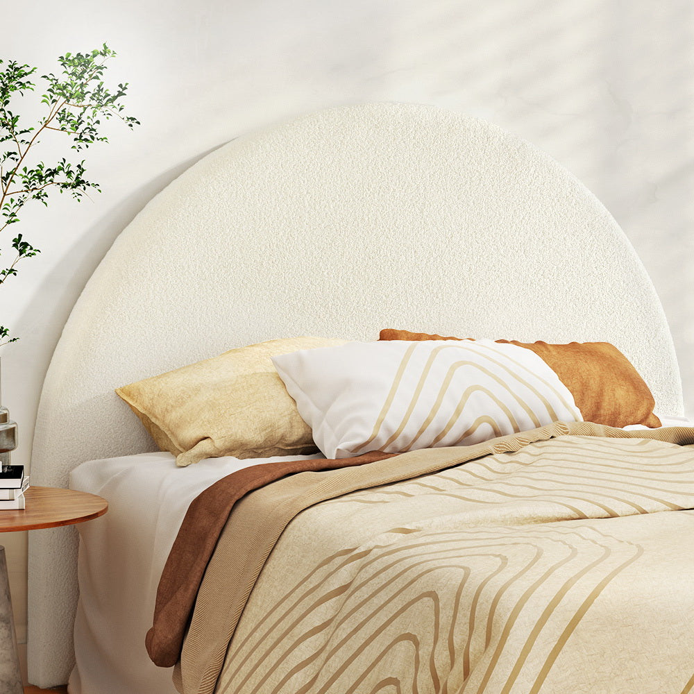 Artiss Bed Head Headboard Bed Frame Queen Boucle GREI White Furniture > Bedroom > Beds & Bed Frames
