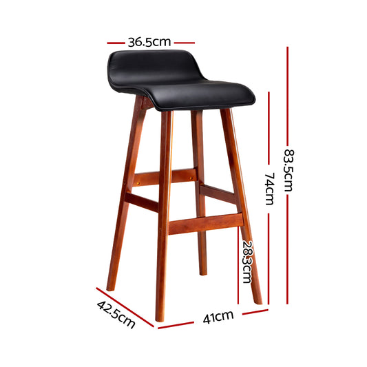Artiss 2x Bar Stools Wooden Stool Black Furniture > Bar Stools & Chairs