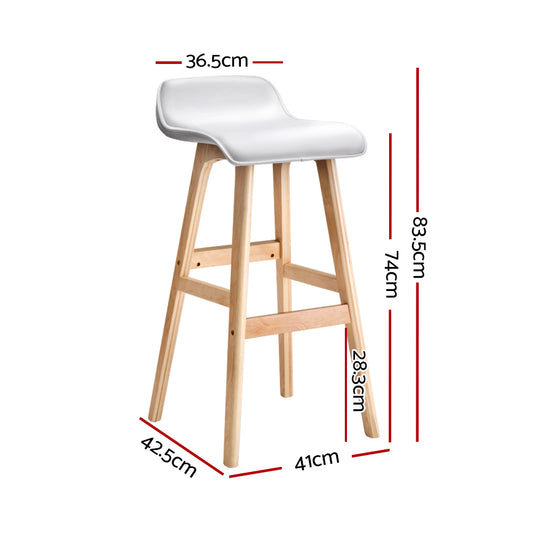 Artiss 4x Bar Stools Wooden Stool White Furniture > Bar Stools & Chairs > Table & Bar Stools