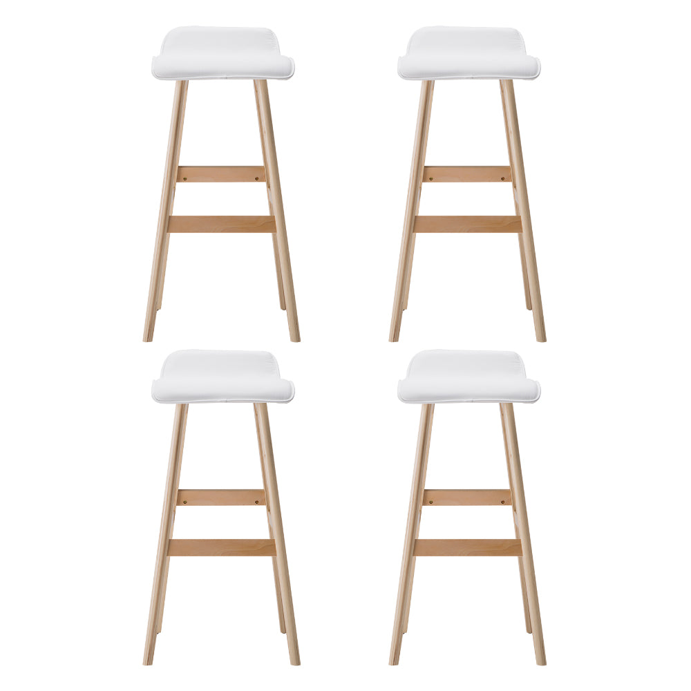 Artiss 4x Bar Stools Wooden Stool White Furniture > Bar Stools & Chairs > Table & Bar Stools