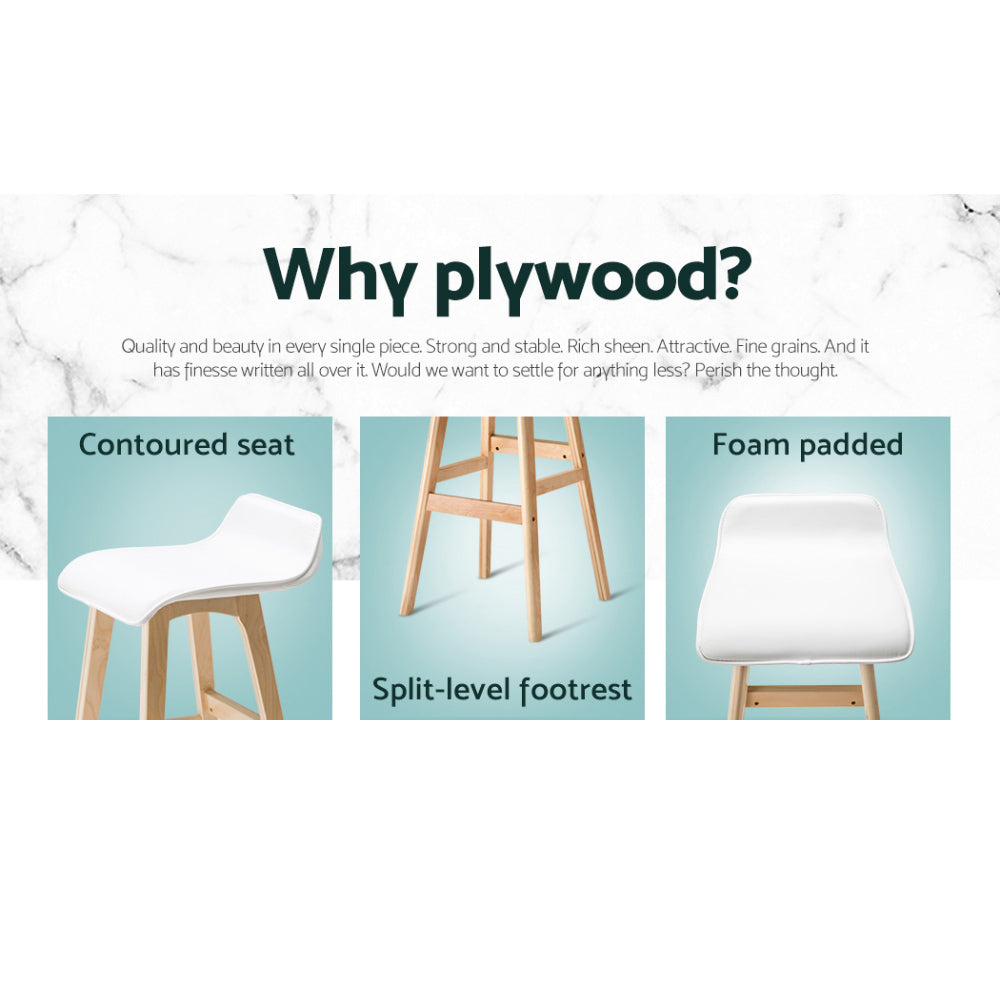 Artiss 4x Bar Stools Wooden Stool White Furniture > Bar Stools & Chairs > Table & Bar Stools