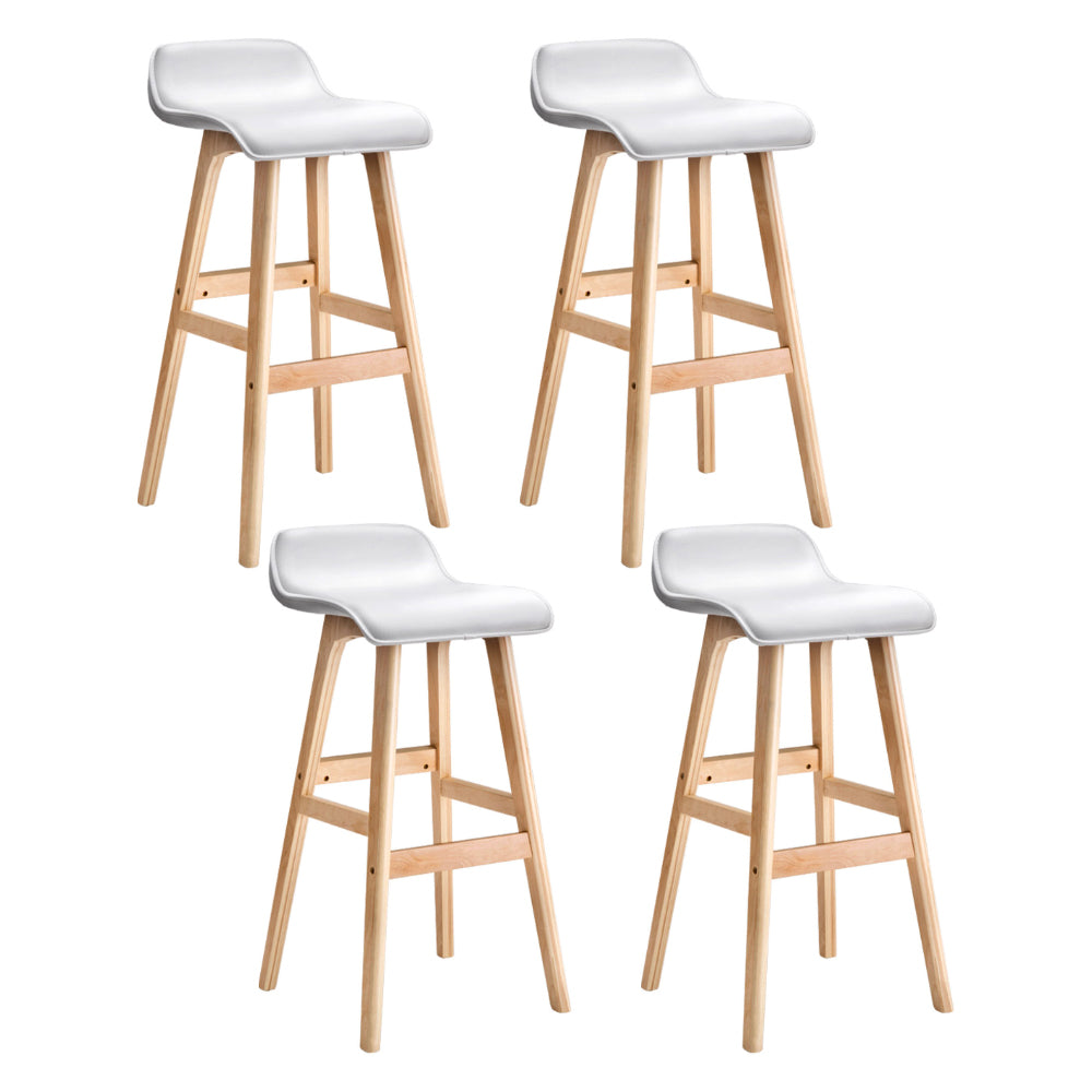 Artiss 4x Bar Stools Wooden Stool White Furniture > Bar Stools & Chairs > Table & Bar Stools