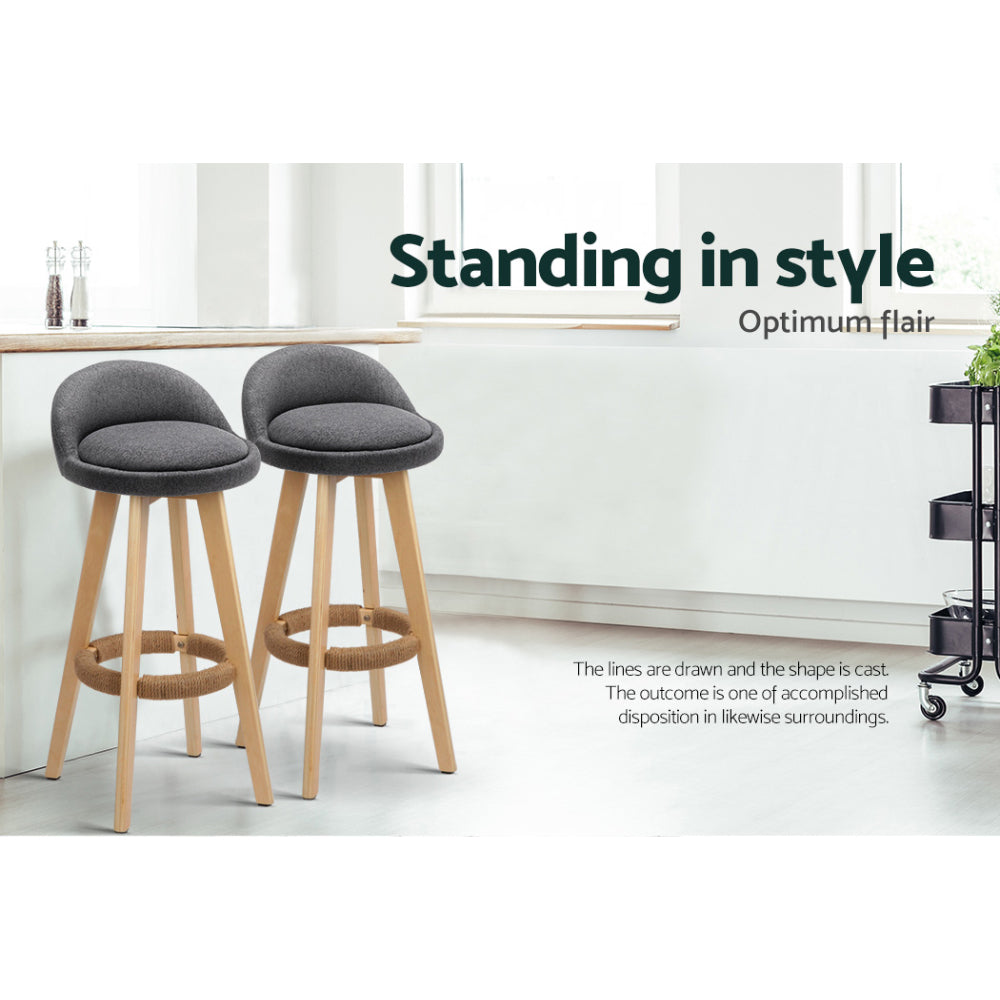 Artiss 4x Bar Stools Padded Linen Wooden Grey Furniture > Bar Stools & Chairs > Table & Bar Stools