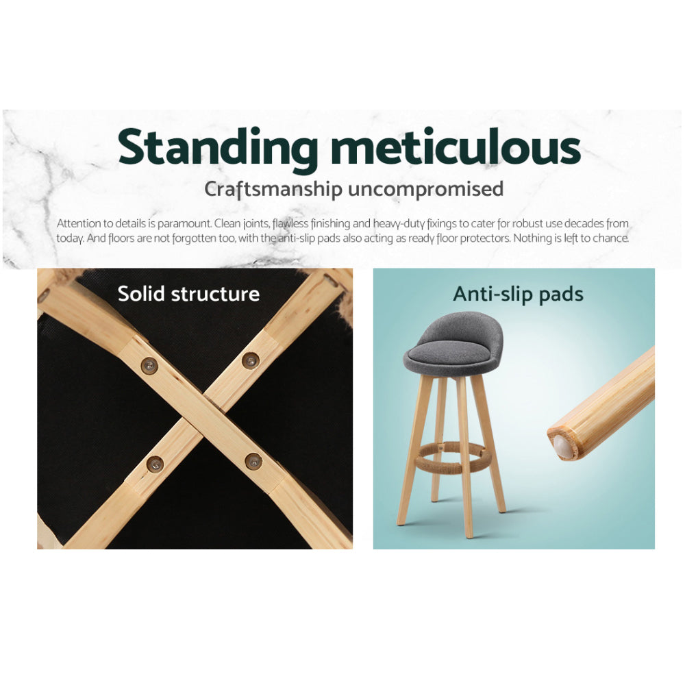 Artiss 4x Bar Stools Padded Linen Wooden Grey Furniture > Bar Stools & Chairs > Table & Bar Stools