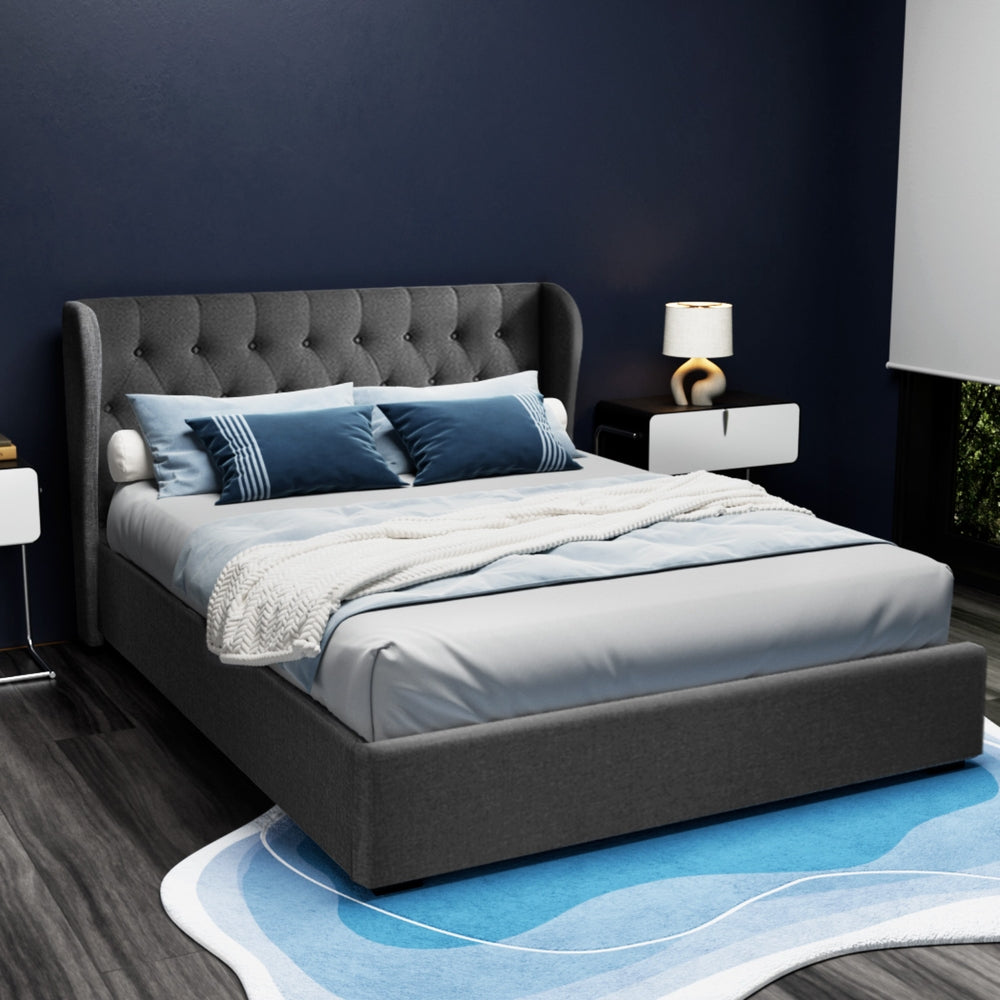 Artiss Bed Frame Queen Size Gas Lift Charcoal ISSA - Furniture > Bedroom > Beds & Bed Frames