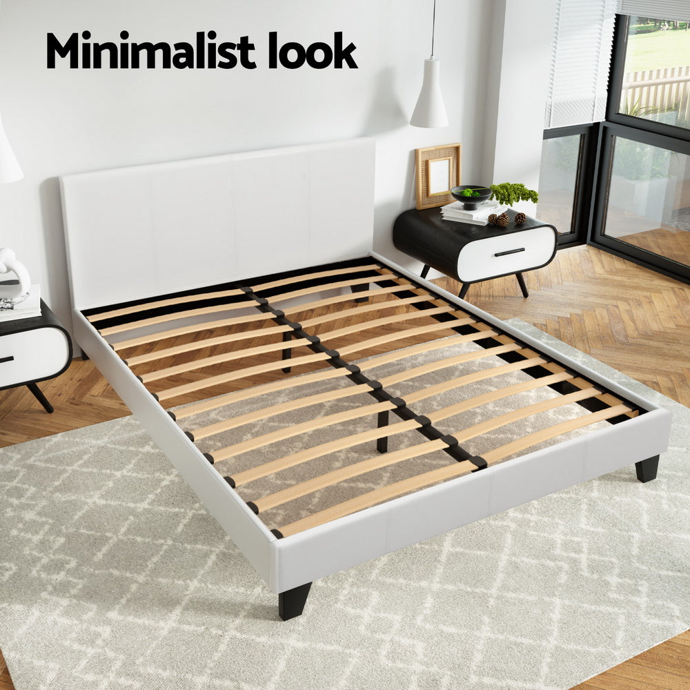 Artiss Bed Frame Double Size White NEO - Furniture > Bedroom > Beds & Bed Frames