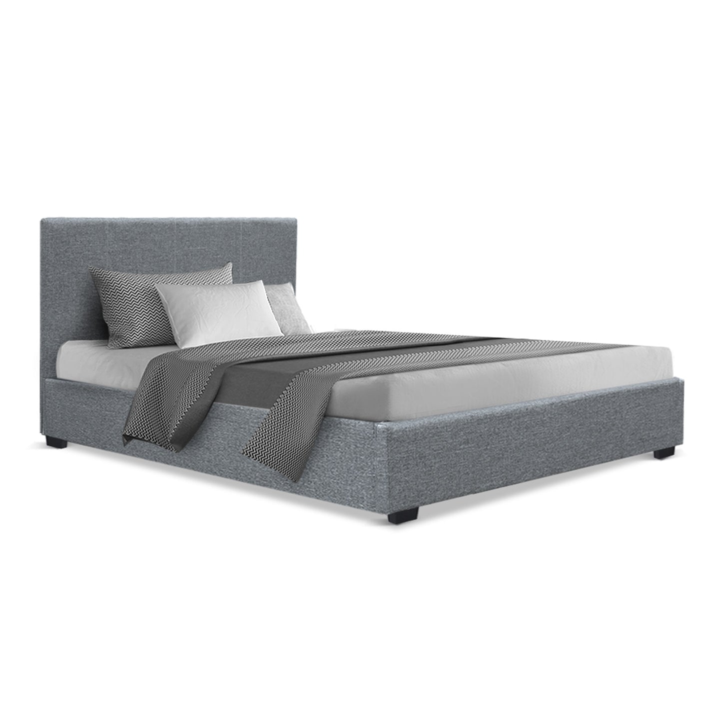 Artiss Bed Frame King Single Size Gas Lift Grey NINO - Furniture > Bedroom > Beds & Bed Frames