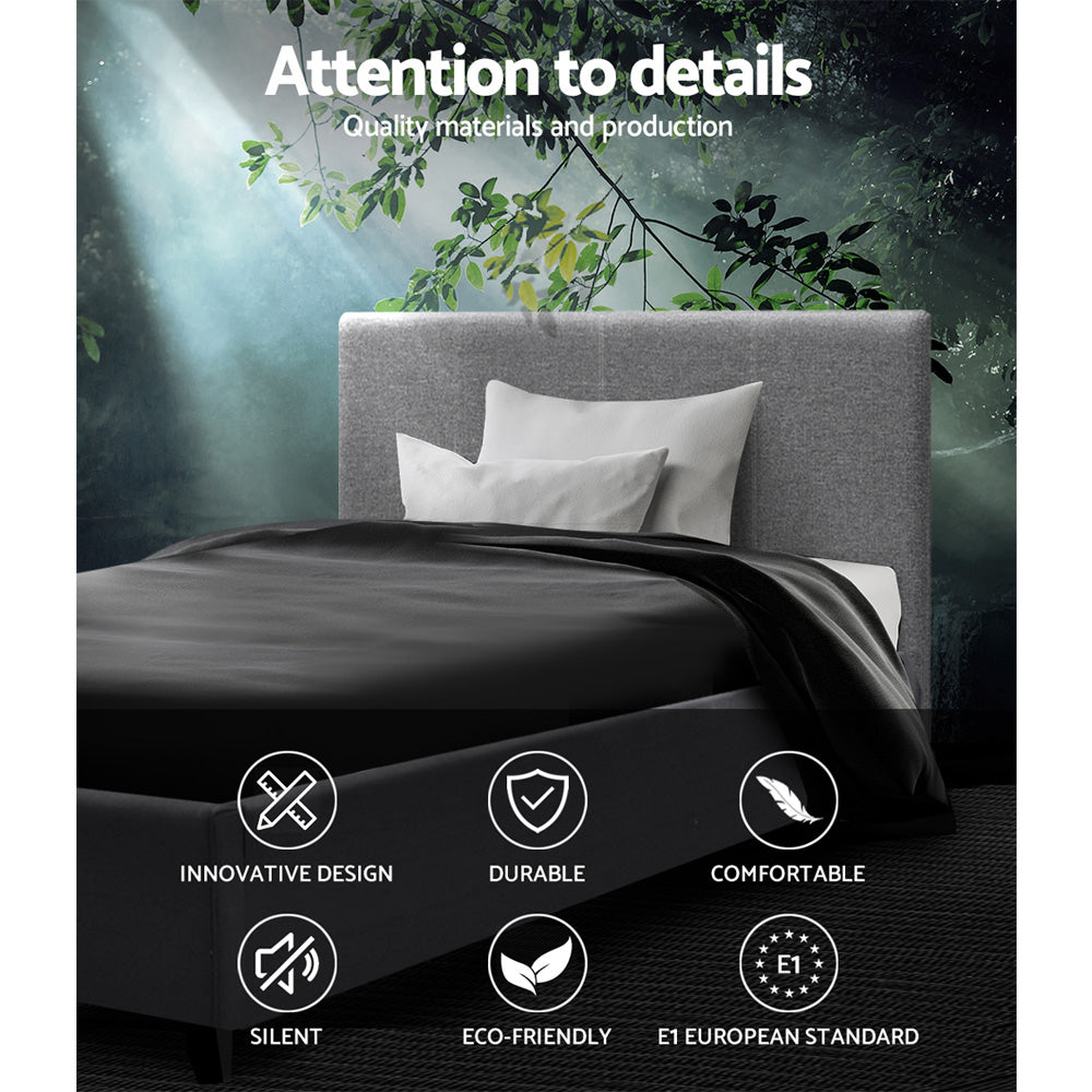 Artiss Bed Frame King Single Size Gas Lift Grey NINO - Furniture > Bedroom > Beds & Bed Frames