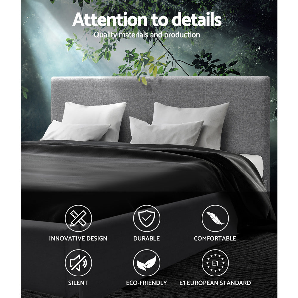 Artiss Bed Frame Queen Size Gas Lift Grey NINO - Furniture > Bedroom > Beds & Bed Frames
