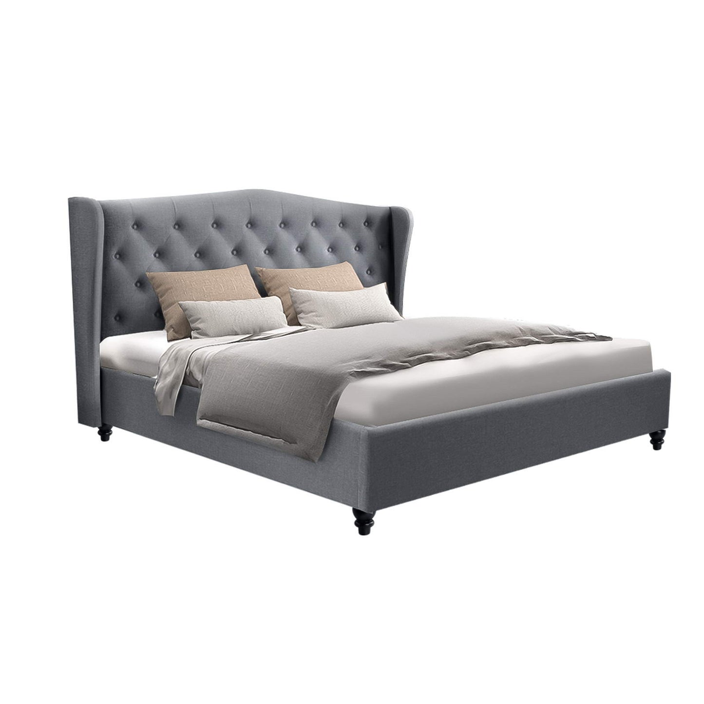 Artiss Bed Frame Queen Size Grey PIER - Furniture > Bedroom > Beds & Bed Frames