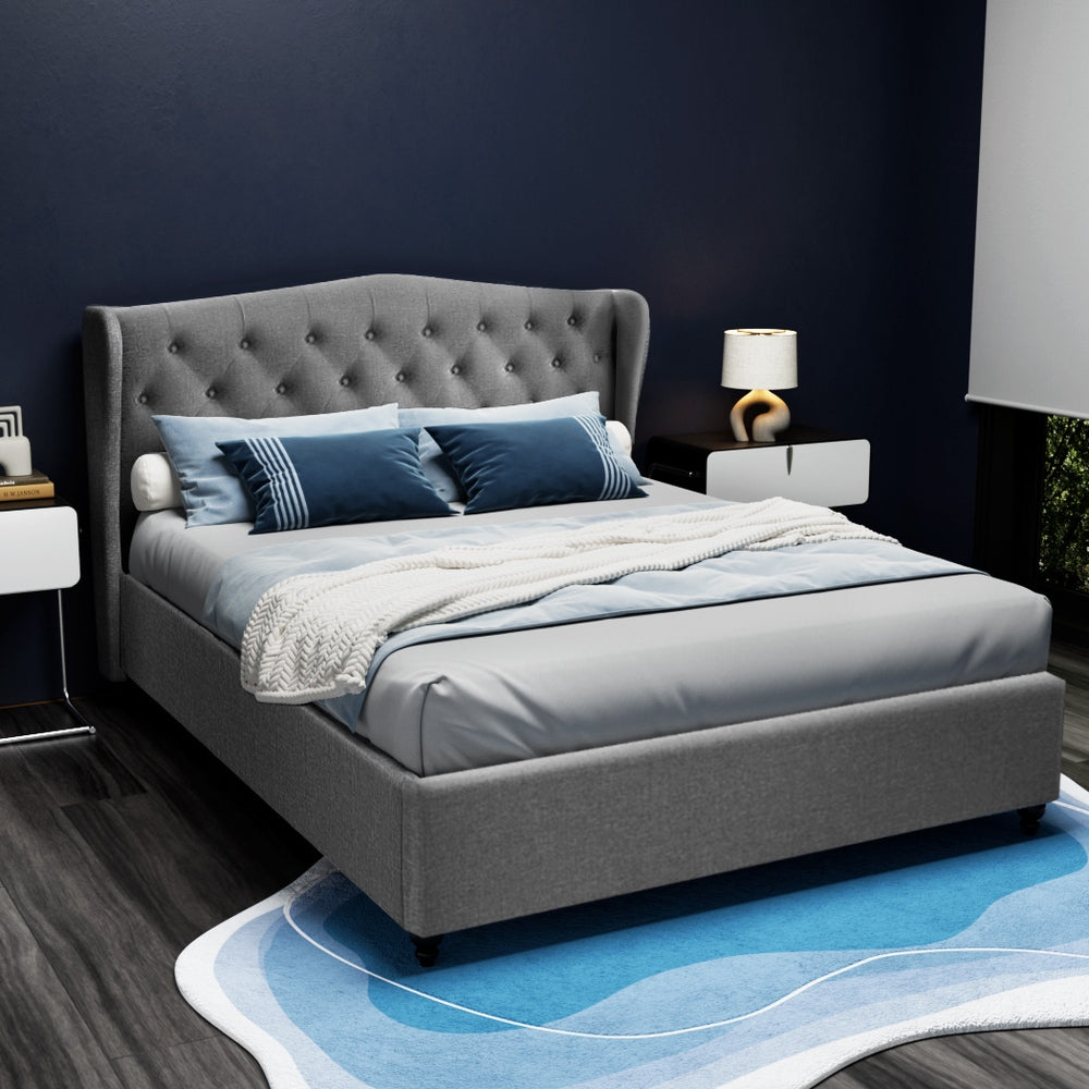 Artiss Bed Frame Queen Size Grey PIER - Furniture > Bedroom > Beds & Bed Frames