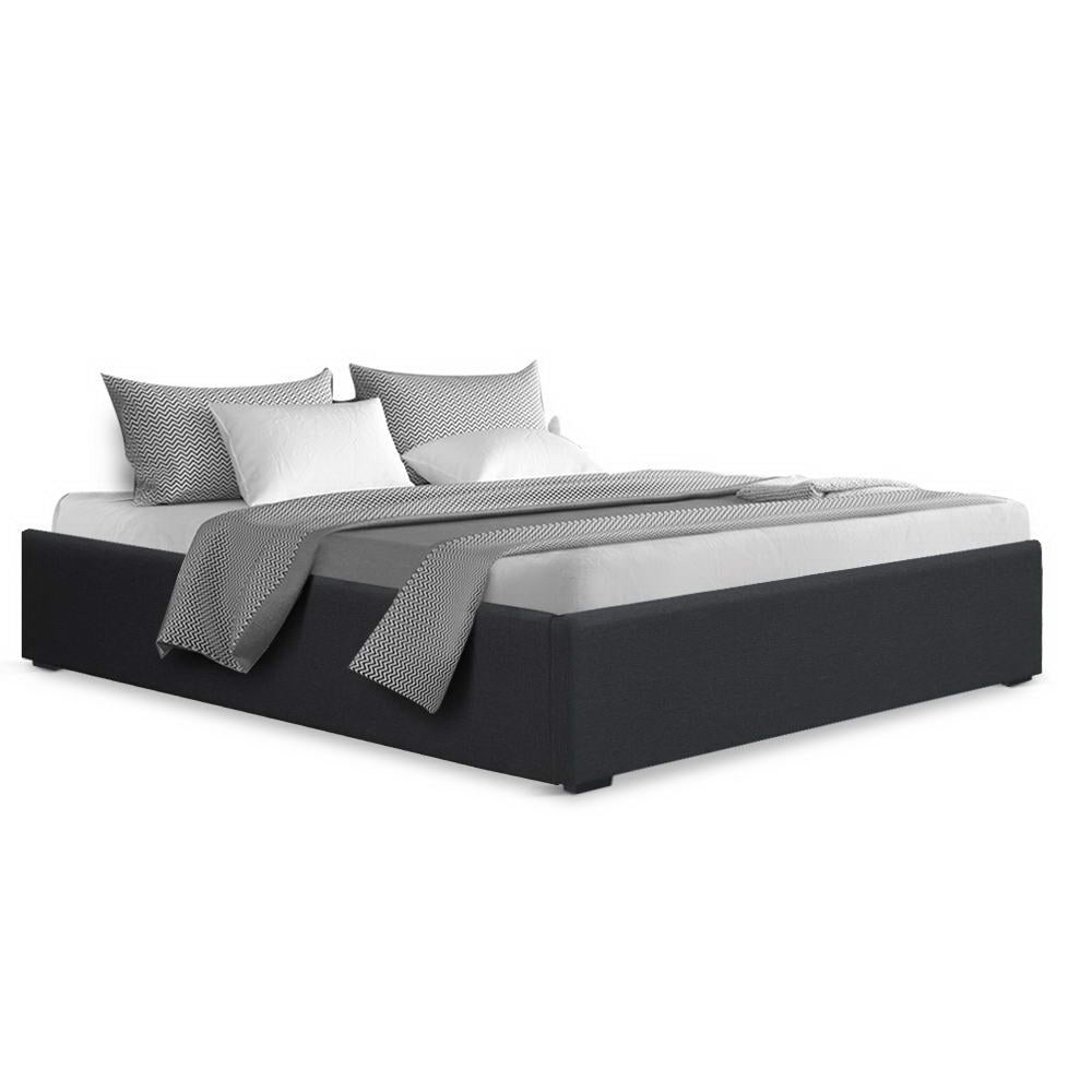 Artiss Bed Frame Double Size Gas Lift Base Charcoal TOKI - Furniture > Bedroom > Beds & Bed Frames