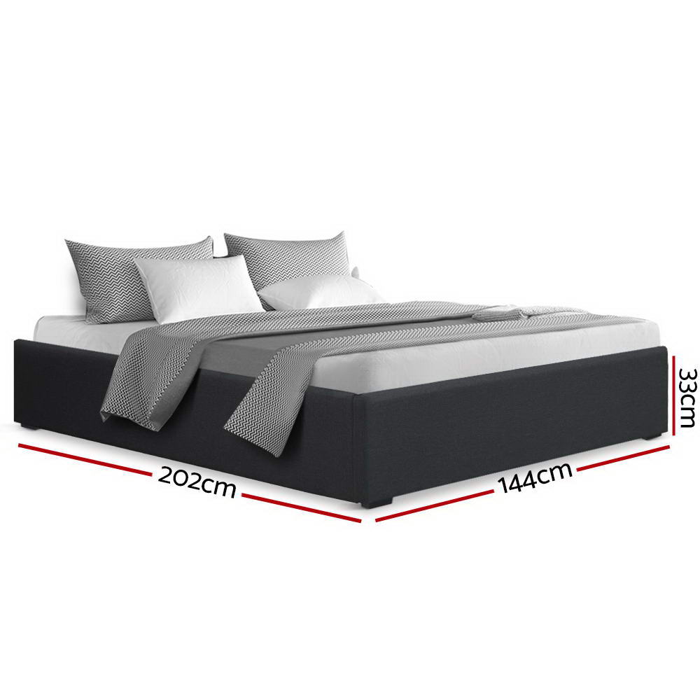 Artiss Bed Frame Double Size Gas Lift Base Charcoal TOKI - Furniture > Bedroom > Beds & Bed Frames