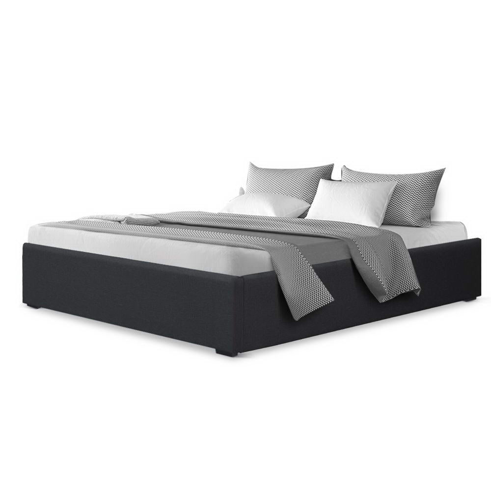 Artiss Bed Frame Double Size Gas Lift Base Charcoal TOKI - Furniture > Bedroom > Beds & Bed Frames