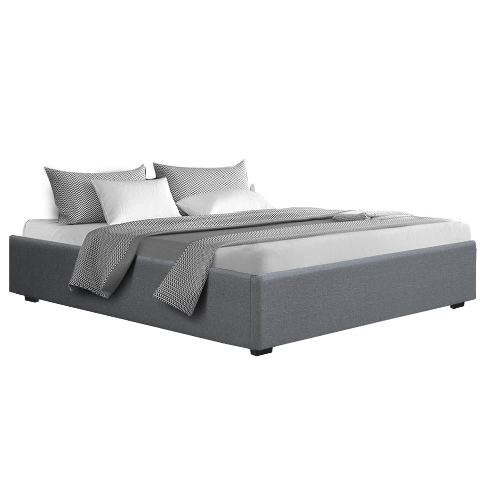 Artiss Bed Frame King Size Gas Lift Base Grey TOKI - Furniture > Bedroom > Beds & Bed Frames