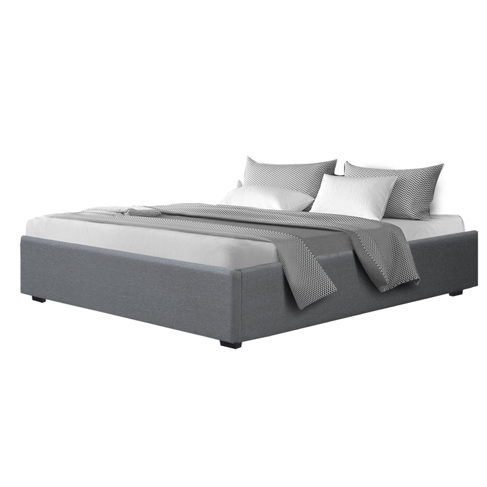 Artiss Bed Frame King Size Gas Lift Base Grey TOKI - Furniture > Bedroom > Beds & Bed Frames