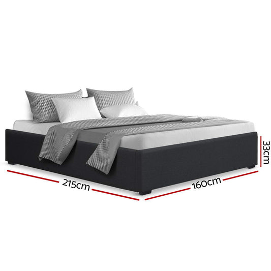 Artiss Bed Frame Queen Size Gas Lift Base Charcoal TOKI Furniture > Bedroom > Beds & Bed Frames