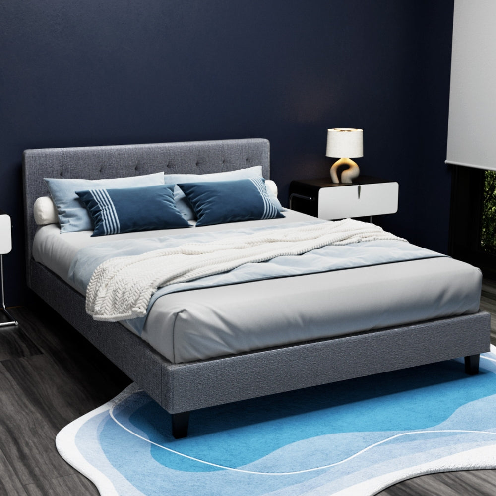 Artiss Bed Frame Double Size Grey VANKE - Furniture > Bedroom > Beds & Bed Frames
