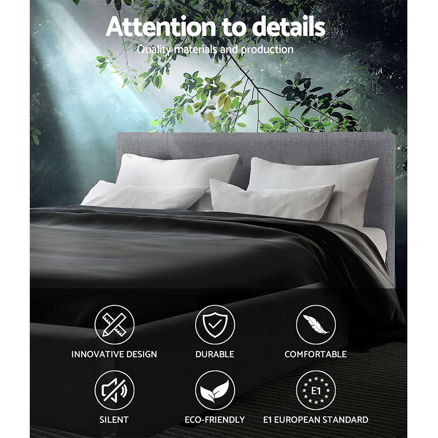 Artiss Bed Frame Double Size Grey VANKE - Furniture > Bedroom > Beds & Bed Frames