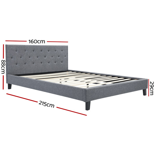 Artiss Bed Frame Queen Size Grey VANKE Furniture > Bedroom > Beds & Bed Frames