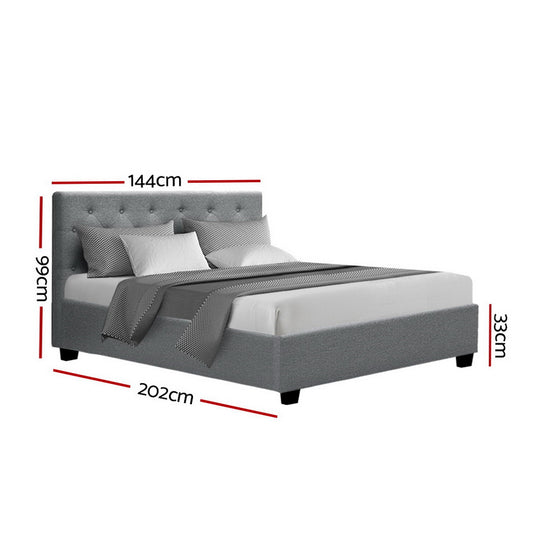 Artiss Bed Frame Double Size Gas Lift Grey VILA Furniture > Bedroom > Beds & Bed Frames