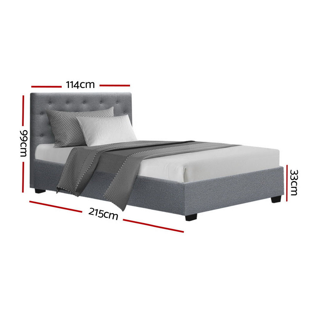 Artiss Bed Frame King Single Size Gas Lift Grey VILA - Furniture > Bedroom > Beds & Bed Frames