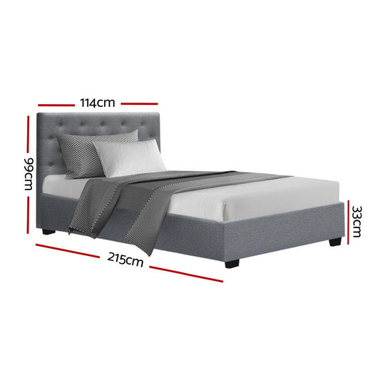Artiss Bed Frame King Single Size Gas Lift Grey VILA Furniture > Bedroom > Beds & Bed Frames