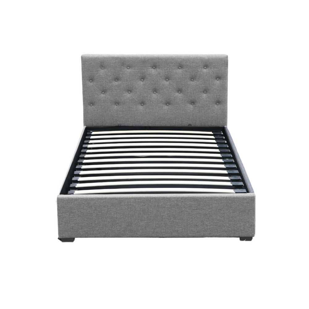 Artiss Bed Frame King Single Size Gas Lift Grey VILA - Furniture > Bedroom > Beds & Bed Frames
