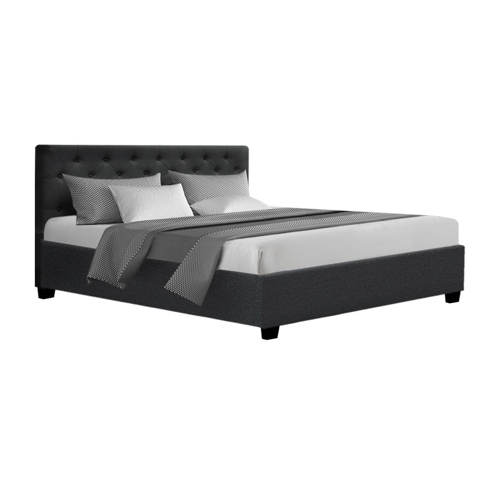 Artiss Bed Frame Queen Size Gas Lift Charcoal VILA - Furniture > Bedroom > Beds & Bed Frames