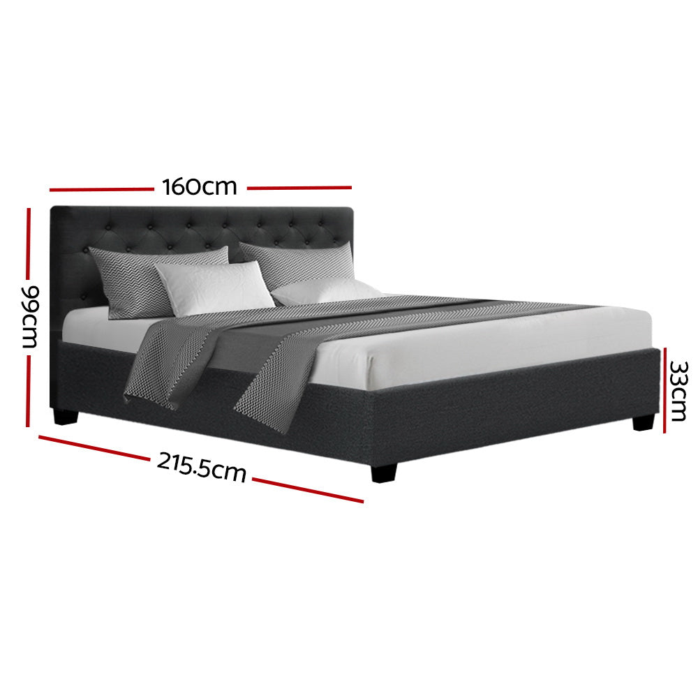 Artiss Bed Frame Queen Size Gas Lift Charcoal VILA - Furniture > Bedroom > Beds & Bed Frames