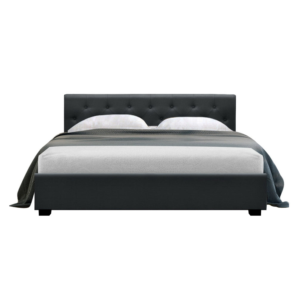Artiss Bed Frame Queen Size Gas Lift Charcoal VILA - Furniture > Bedroom > Beds & Bed Frames
