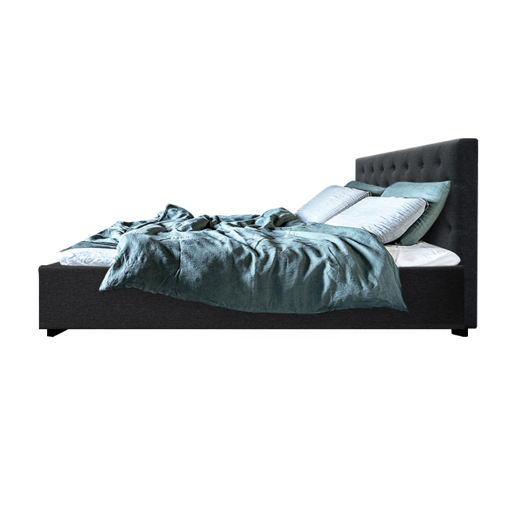 Artiss Bed Frame Queen Size Gas Lift Charcoal VILA - Furniture > Bedroom > Beds & Bed Frames