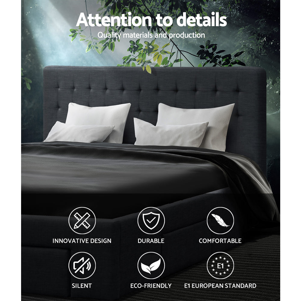 Artiss Bed Frame King Size with 4 Drawers Charcoal AVIO - Furniture > Bedroom > Beds & Bed Frames