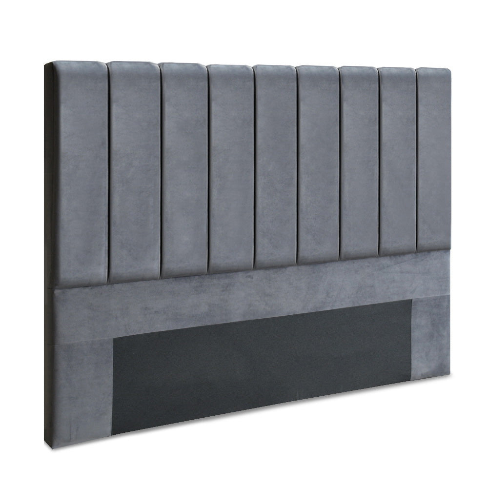 Artiss Bed Head Headboard King Velvet - VELA Grey - Furniture > Bedroom > Headboards
