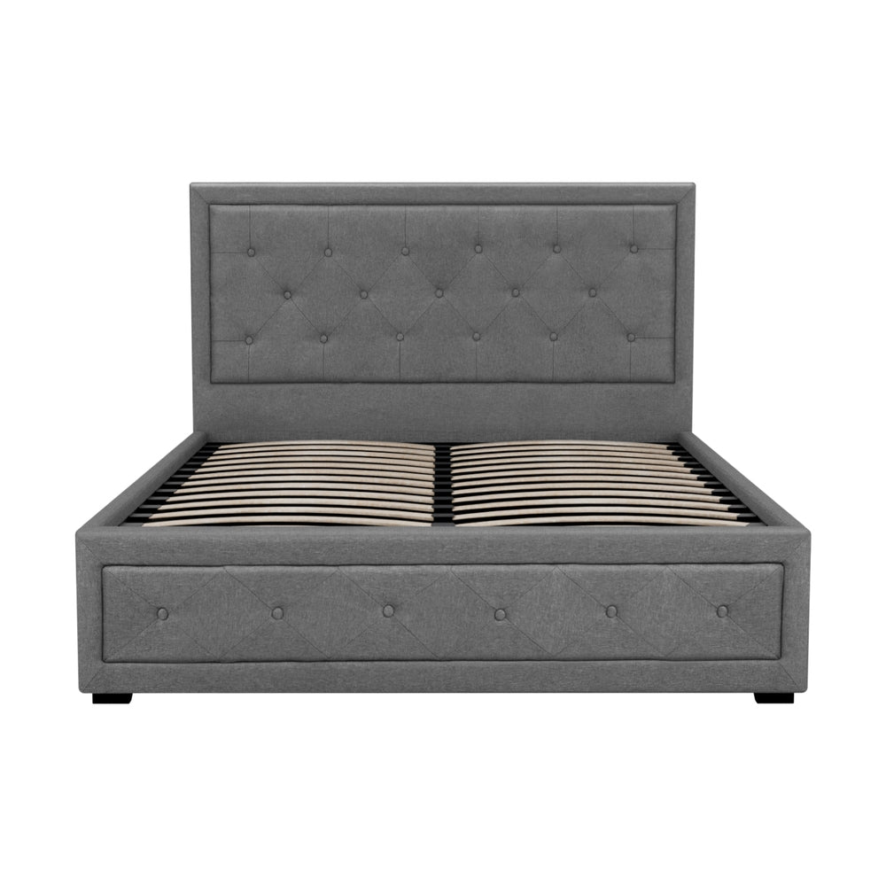 Artiss Bed Frame Double Size Gas Lift Grey TIYO - Furniture > Bedroom > Beds & Bed Frames