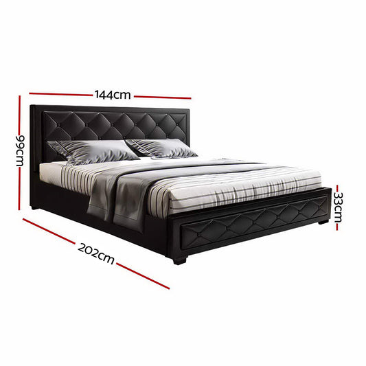 Artiss Bed Frame Double Size Gas Lift Black TIYO Furniture > Bedroom > Beds & Bed Frames