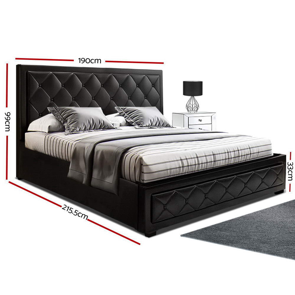 Artiss Bed Frame King Size Gas Lift Black TIYO - Furniture > Bedroom > Beds & Bed Frames