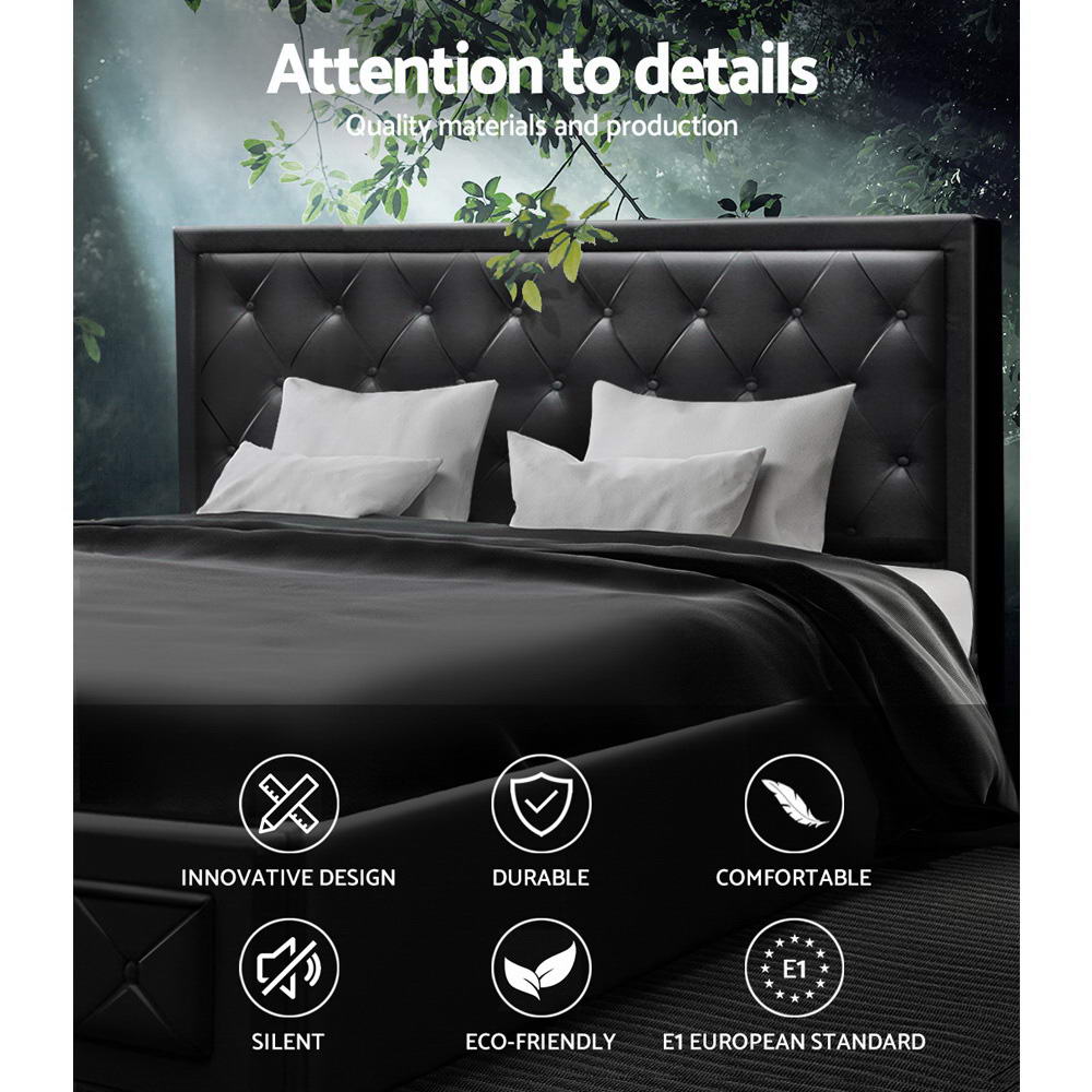 Artiss Bed Frame King Size Gas Lift Black TIYO - Furniture > Bedroom > Beds & Bed Frames