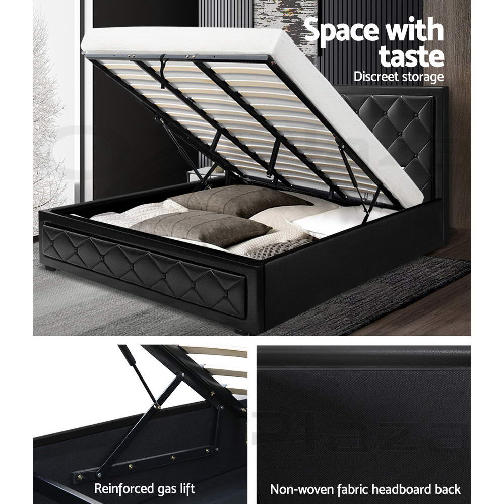 Artiss Bed Frame King Size Gas Lift Black TIYO - Furniture > Bedroom > Beds & Bed Frames