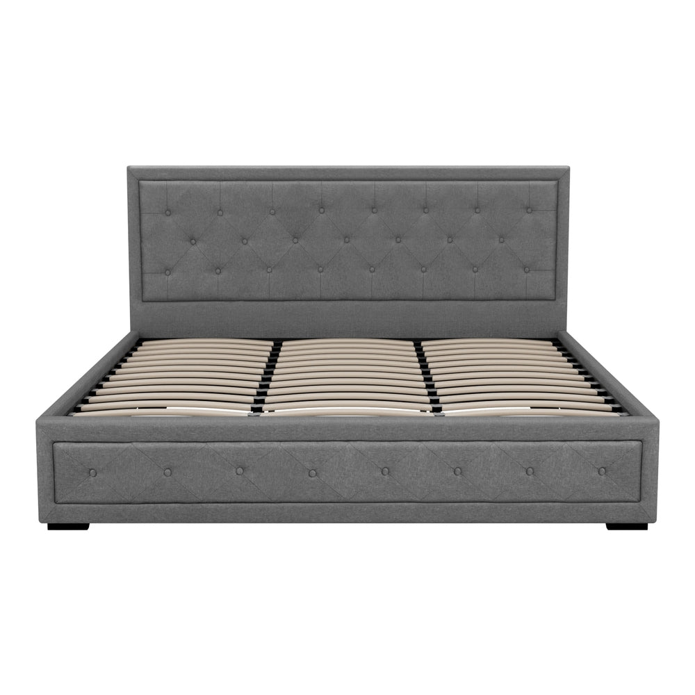 Artiss Bed Frame King Size Gas Lift Grey TIYO - Furniture > Bedroom > Beds & Bed Frames