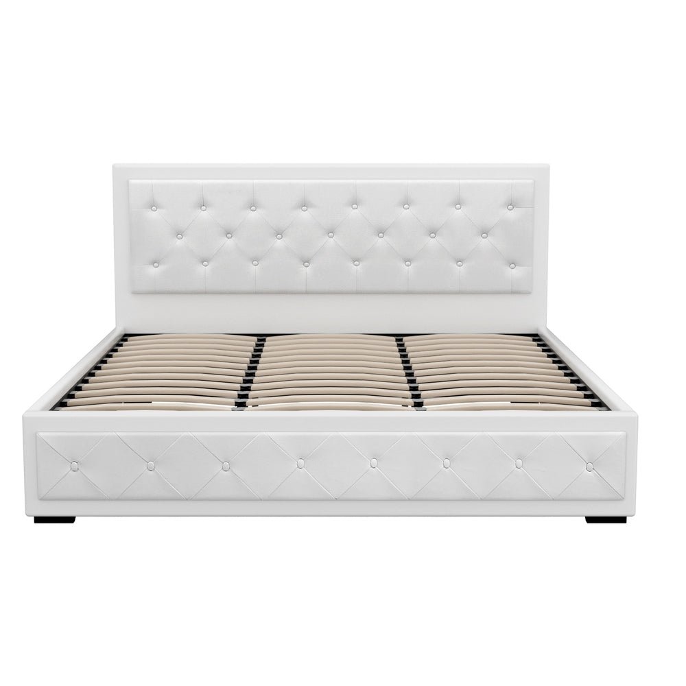 Artiss Bed Frame King Size Gas Lift White TIYO - Furniture > Bedroom > Beds & Bed Frames