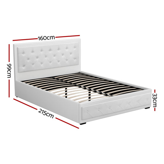 Artiss Bed Frame Queen Size Gas Lift White TIYO Furniture > Bedroom > Beds & Bed Frames