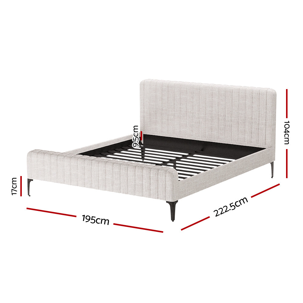 Artiss Bed Frame King Size Beige AMMY - Furniture > Bedroom > Beds & Bed Frames