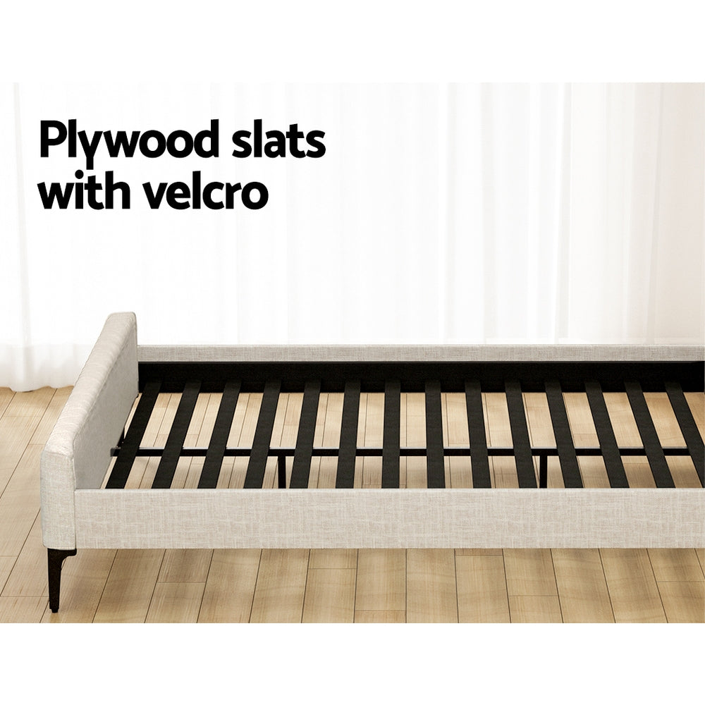 Artiss Bed Frame King Size Beige AMMY - Furniture > Bedroom > Beds & Bed Frames