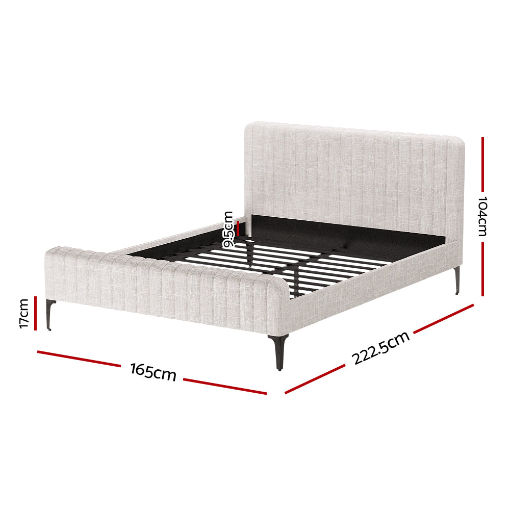 Artiss Bed Frame Queen Size Beige AMMY - Furniture > Bedroom > Beds & Bed Frames