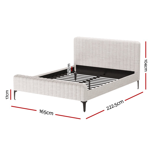 Artiss Bed Frame Queen Size Beige AMMY Furniture > Bedroom > Beds & Bed Frames