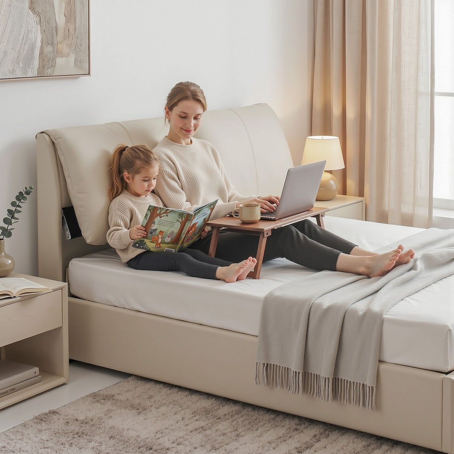 Queen Bed Frame Gas Lift Storage 3 Drawers Adjustable Headboard Platform Base